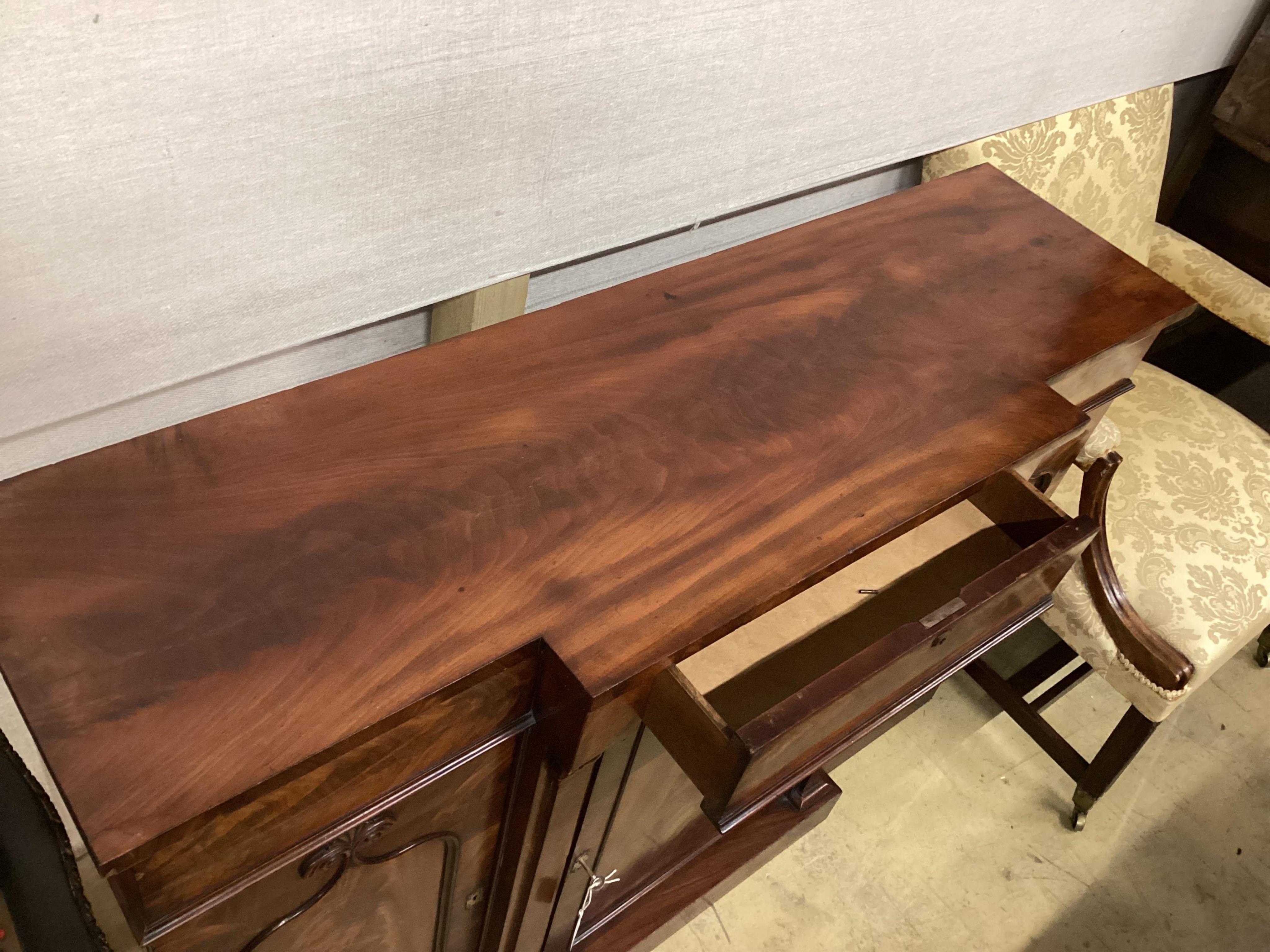 A William IV mahogany breakfront sideboard, width 137cm, depth 42cm, height 92cm. Condition - good.